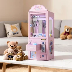 VEVOR Claw Crane Machine, Medium-Sized Arcade Game Machine with Light & Sound, Adjustable Steel Claws, Precise Toy Candy Grabber Prize Dispenser Vending Toy, for Commercial Home Parties Cinema, Pink