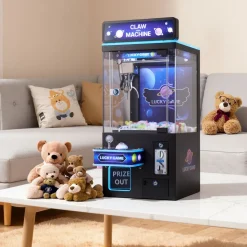 VEVOR Claw Crane Machine, Medium-Sized Arcade Game Machine with Light & Sound, Adjustable Steel Claws, Precise Toy Candy Grabber Prize Dispenser Vending Toy, for Commercial Home Cinema, Black Purple