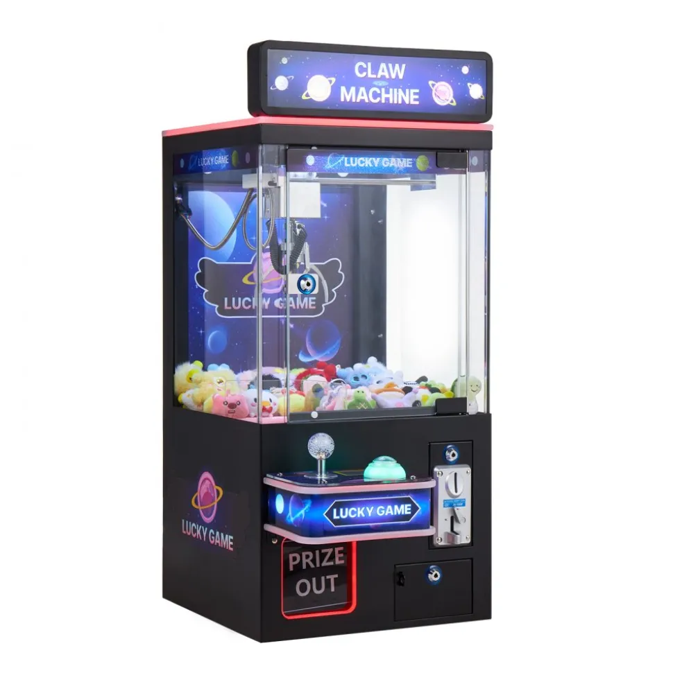 VEVOR Claw Crane Machine, Medium-Sized Arcade Game Machine with Light & Sound, Adjustable Steel Claws, Precise Toy Candy Grabber Prize Dispenser Vending Toy, for Commercial Home Cinema, Black Purple