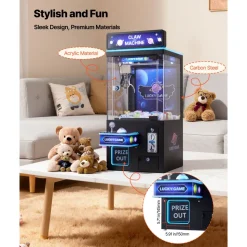 VEVOR Claw Crane Machine, Medium-Sized Arcade Game Machine with Light & Sound, Adjustable Steel Claws, Precise Toy Candy Grabber Prize Dispenser Vending Toy, for Commercial Home Cinema, Black Purple