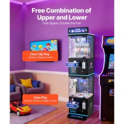 VEVOR Claw Crane Machine, Medium-Sized Arcade Game Machine with Claw + Grabber Double-Layer, Light & Sound, Toy Candy Grabber Prize Dispenser Vending Toy, for Commercial Home Cinema, Black Purple