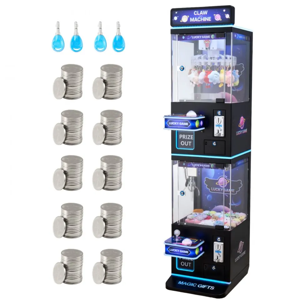 VEVOR Claw Crane Machine, Medium-Sized Arcade Game Machine with Claw + Grabber Double-Layer, Light & Sound, Toy Candy Grabber Prize Dispenser Vending Toy, for Commercial Home Cinema, Black Purple