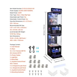 VEVOR Claw Crane Machine, Medium-Sized Arcade Game Machine with Claw + Grabber Double-Layer, Light & Sound, Toy Candy Grabber Prize Dispenser Vending Toy, for Commercial Home Cinema, Black Purple