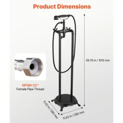VEVOR Clawfoot Bathtub Faucet, Freestanding Tub Faucets with Handheld Shower, Vintage Oil-Rubbed Bronze Tub Filler Faucet Shower Kit with 360° Rotation Spout & 59-inch Long Hose for Bathtubs