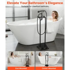VEVOR Clawfoot Bathtub Faucet, Freestanding Tub Faucets with Handheld Shower, Vintage Oil-Rubbed Bronze Tub Filler Faucet Shower Kit with 360° Rotation Spout & 59-inch Long Hose for Bathtubs