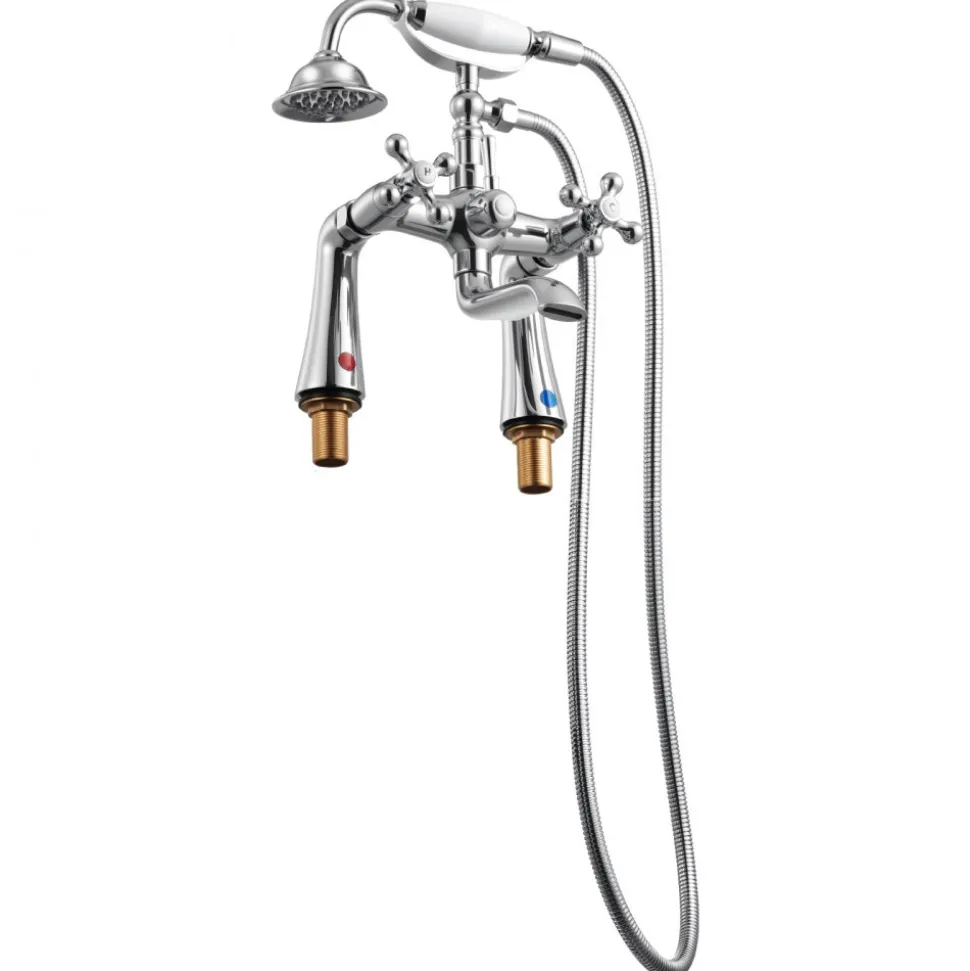 VEVOR Clawfoot Tub Faucet, Deck Mount Bathtub Faucets with Handheld Shower, Vintage Polished Chrome Clawfoot Tub Filler Faucet Shower Kit with 360° Rotation Spout & 59-inch Long Hose for Bathtubs