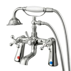 VEVOR Clawfoot Tub Faucet, Deck Mount Bathtub Faucets with Handheld Shower, Vintage Polished Chrome Clawfoot Tub Filler Faucet Shower Kit with 360° Rotation Spout & 59-inch Long Hose for Bathtubs