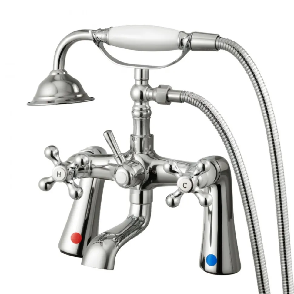 VEVOR Clawfoot Tub Faucet, Deck Mount Bathtub Faucets with Handheld Shower, Vintage Polished Chrome Clawfoot Tub Filler Faucet Shower Kit with 360° Rotation Spout & 59-inch Long Hose for Bathtubs