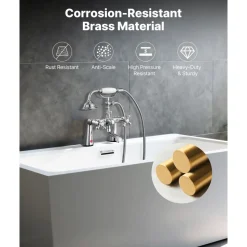 VEVOR Clawfoot Tub Faucet, Deck Mount Bathtub Faucets with Handheld Shower, Vintage Polished Chrome Clawfoot Tub Filler Faucet Shower Kit with 360° Rotation Spout & 59-inch Long Hose for Bathtubs