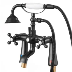 VEVOR Clawfoot Tub Faucet, Deck Mount Bathtub Faucets with Handheld Shower, Vintage Oil-Rubbed Bronze Clawfoot Tub Filler Faucet Shower Kit with 360° Rotation Spout & 59-inch Long Hose for Bathtubs