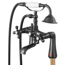 VEVOR Clawfoot Tub Faucet, Deck Mount Bathtub Faucets with Handheld Shower, Vintage Oil-Rubbed Bronze Clawfoot Tub Filler Faucet Shower Kit with 360° Rotation Spout & 59-inch Long Hose for Bathtubs