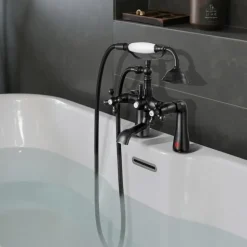 VEVOR Clawfoot Tub Faucet, Deck Mount Bathtub Faucets with Handheld Shower, Vintage Oil-Rubbed Bronze Clawfoot Tub Filler Faucet Shower Kit with 360° Rotation Spout & 59-inch Long Hose for Bathtubs