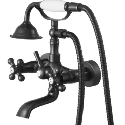 VEVOR Clawfoot Tub Faucet, Wall Mount Bathtub Faucets with Handheld Shower, Vintage Oil-Rubbed Bronze Clawfoot Tub Filler Faucet Shower Kit with Adjustable Swing Arms & 360° Rotation Spout for Bathtubs
