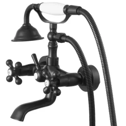 VEVOR Clawfoot Tub Faucet, Wall Mount Bathtub Faucets with Handheld Shower, Vintage Matte Black Clawfoot Tub Filler Faucet Shower Kit with Adjustable Swing Arms & 360° Rotation Spout for Bathtubs