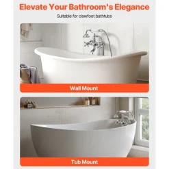 VEVOR Clawfoot Tub Faucet, Wall Mount Bathtub Faucets with Handheld Shower, Vintage Polished Chrome Clawfoot Tub Filler Faucet Shower Kit with Adjustable Swing Arms & 360° Rotation Spout for Bathtubs
