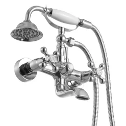 VEVOR Clawfoot Tub Faucet, Wall Mount Bathtub Faucets with Handheld Shower, Vintage Polished Chrome Clawfoot Tub Filler Faucet Shower Kit with Adjustable Swing Arms & 360° Rotation Spout for Bathtubs