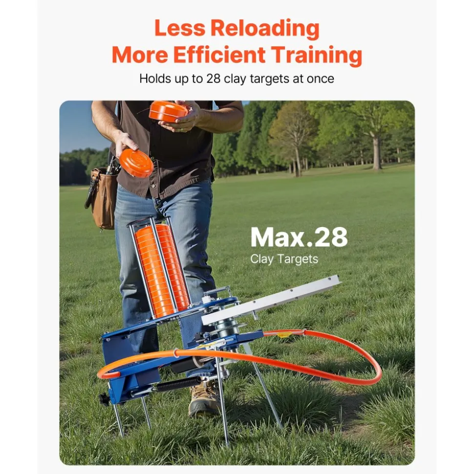 VEVOR Clay Target Thrower, Max 28 Clays Pigeon Thrower, 45+ Yards Automatic Skeet and Trap Launcher with Adjustable Angle & Foot Pedal for Clays Throwing Shooting Sports