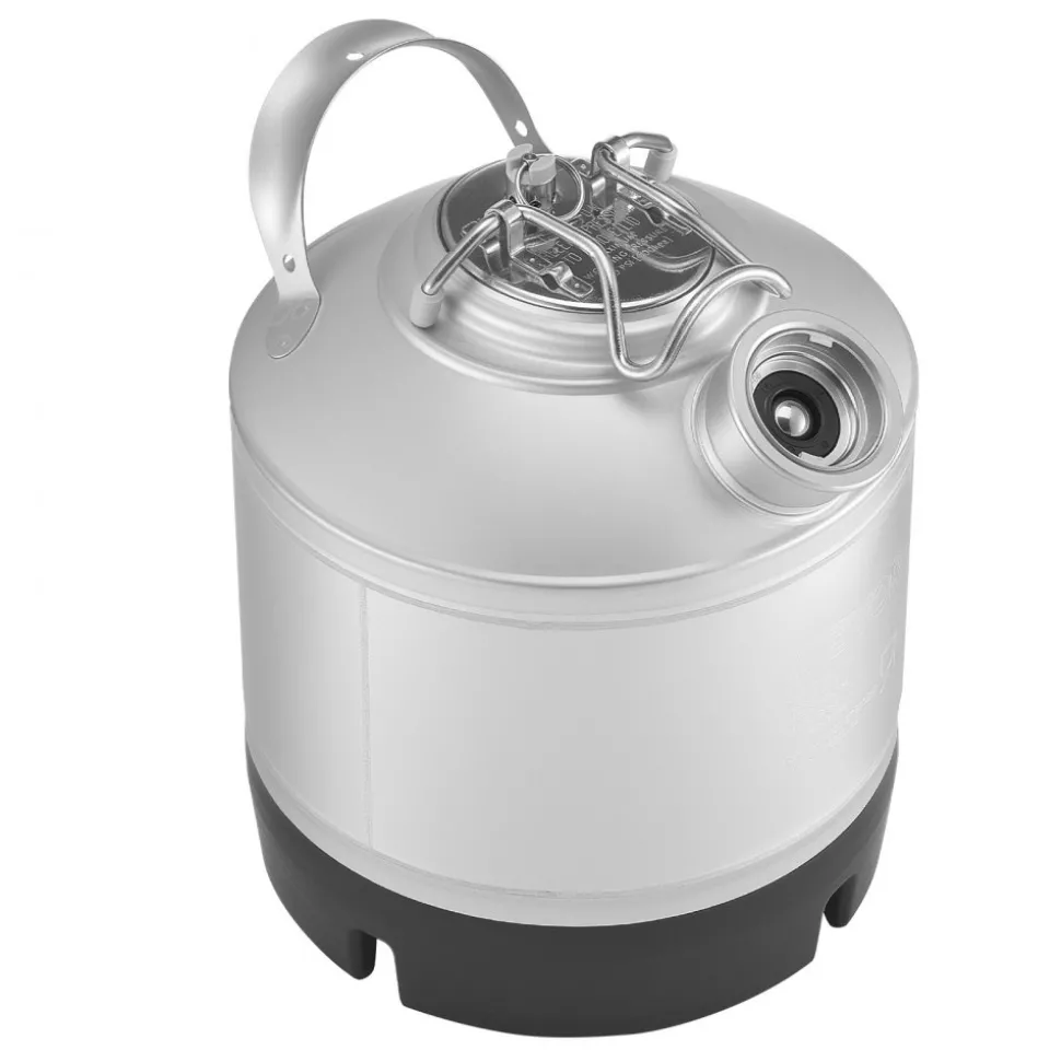 VEVOR Cleaning Keg, 1.75 Gallon/6.5L Keg Line Cleaning Kit with D Coupler Connection & Rubber Base, Beer Lines Cleaner Used for Beer Line Cleaning, 304Stainless Steel Kegerator Beers Lines Cleaner Kit