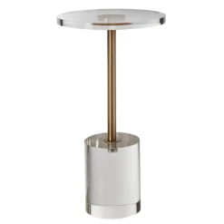 VEVOR Clear Acrylic End Table, Acrylic Side Table with a Solid Base, 11.9 x 11.9 inch Round Tabletop, 21.4 inch High, for Coffee, Drink, Food, Snack used in Living Room, Bedroom, and Study