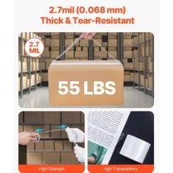VEVOR Clear Packing Tape, 1.5 inches Core, 6 Rolls 1.88 Inches x 25 Yards Packing Tape with Dispenser, 2.7 Mil Heavy Duty Packaging Tape Designed for Moving, Storage and Packing, Shipping and Mailing