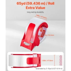 VEVOR Clear Packing Tape, 3 inches Core, 6 Rolls 1.88 Inches x 65 Yards Packing Tape with Dispenser, 2.7 Mil Heavy Duty Packaging Tape Designed for Moving, Storage and Packing, Shipping and Mailing