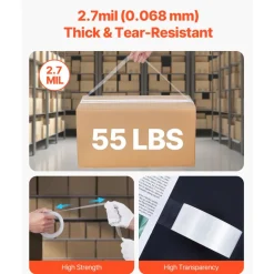 VEVOR Clear Packing Tape, 3 inches Core, 6 Rolls 1.88 Inches x 65 Yards Packing Tape with Dispenser, 2.7 Mil Heavy Duty Packaging Tape Designed for Moving, Storage and Packing, Shipping and Mailing