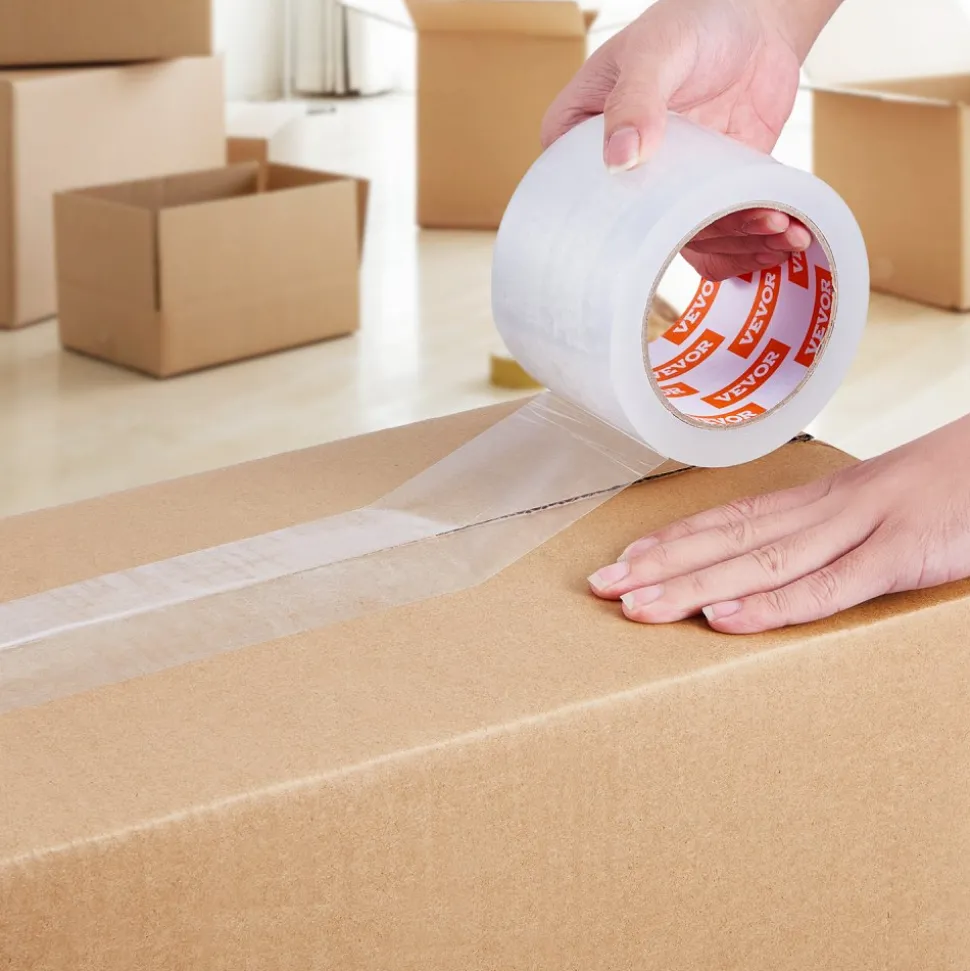 VEVOR Clear Packing Tape, 3 inches Core, 6 Rolls 3 Inches x 65 Yards Packing Tapes, 2.7 Mil Thick, Heavy Duty Packaging Tape Designed for Moving, Storage and Packing, Shipping and Mailing, Office