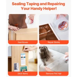 VEVOR Clear Packing Tape, 3 inches Core, 6 Rolls 3 Inches x 65 Yards Packing Tapes, 2.7 Mil Thick, Heavy Duty Packaging Tape Designed for Moving, Storage and Packing, Shipping and Mailing, Office