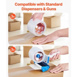VEVOR Clear Packing Tape, 3 inches Core, 6 Rolls 3 Inches x 65 Yards Packing Tapes, 2.7 Mil Thick, Heavy Duty Packaging Tape Designed for Moving, Storage and Packing, Shipping and Mailing, Office