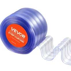 VEVOR Clear PVC Strip Curtain, 50 ft Length x 8 in Width, Ribbed Plastic Door Strip Bulk Roll, Walk in Freezer Cooler Curtain Strips for Doorways of Supermarket, Garage, Warehouse, Pet Animal House