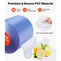 VEVOR Clear PVC Strip Curtain, 101 ft Length x 12 in Width, Thermal Insulating Plastic Door Strip Bulk Roll, Walk in Freezer Cooler Curtain Strips for Doorways of Supermarket, Garage, Warehouse