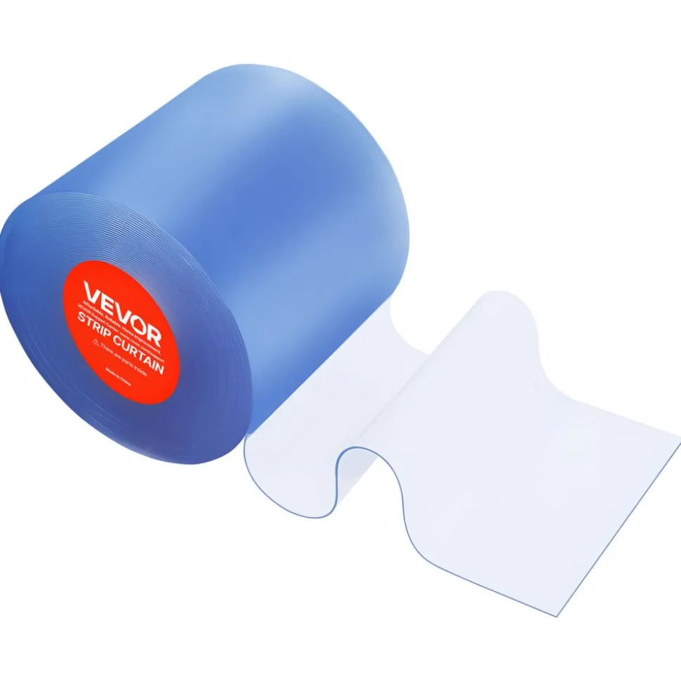 VEVOR Clear PVC Strip Curtain, 101 ft Length x 12 in Width, Plastic Door Strip Bulk Roll, Walk in Freezer Cooler Curtain Strips for Doorways of Supermarket, Garage, Warehouse, Barn, Pet Animal House