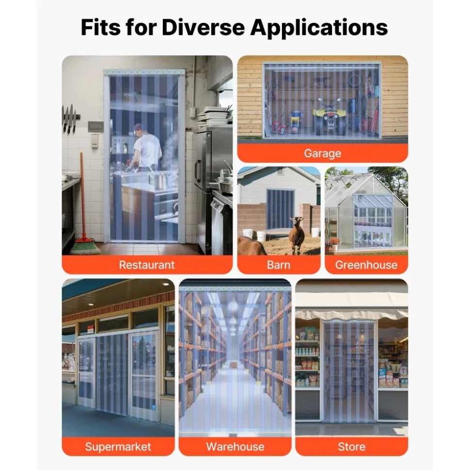 VEVOR Clear PVC Strip Curtain, 101 ft Length x 12 in Width, Plastic Door Strip Bulk Roll, Walk in Freezer Cooler Curtain Strips for Doorways of Supermarket, Garage, Warehouse, Barn, Pet Animal House