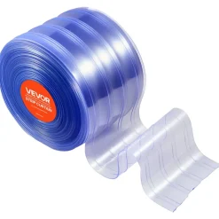 VEVOR Clear PVC Strip Curtain, 75 ft Length x 8 in Width, Ribbed Plastic Door Strip Bulk Roll, Walk in Freezer Cooler Curtain Strips for Doorways of Supermarket, Garage, Warehouse, Pet Animal House