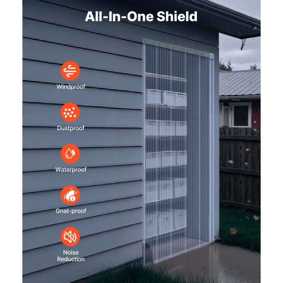 VEVOR Clear PVC Strip Curtain, 75 ft Length x 8 in Width, Ribbed Plastic Door Strip Bulk Roll, Walk in Freezer Cooler Curtain Strips for Doorways of Supermarket, Garage, Warehouse, Pet Animal House