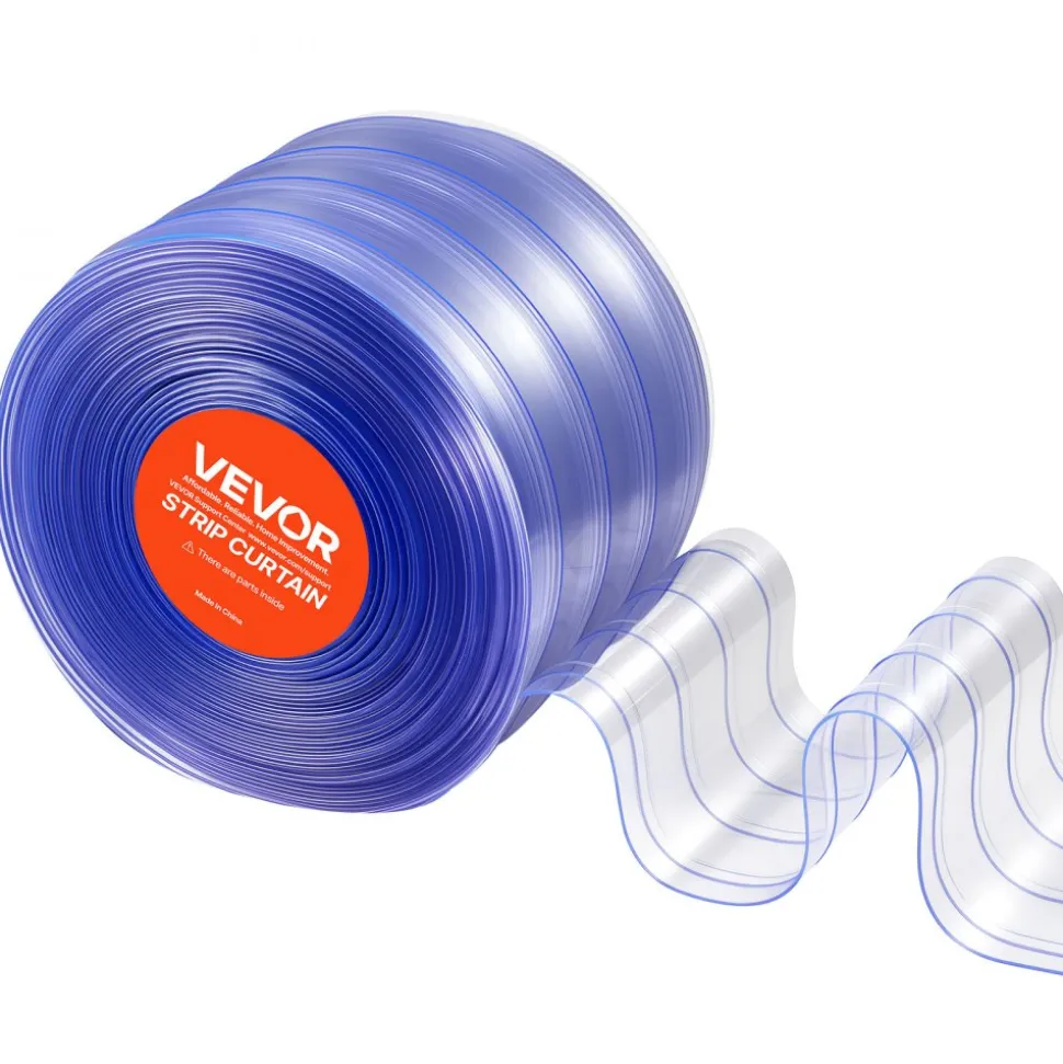 VEVOR Clear PVC Strip Curtain, 75 ft Length x 8 in Width, Ribbed Plastic Door Strip Bulk Roll, Walk in Freezer Cooler Curtain Strips for Doorways of Supermarket, Garage, Warehouse, Pet Animal House