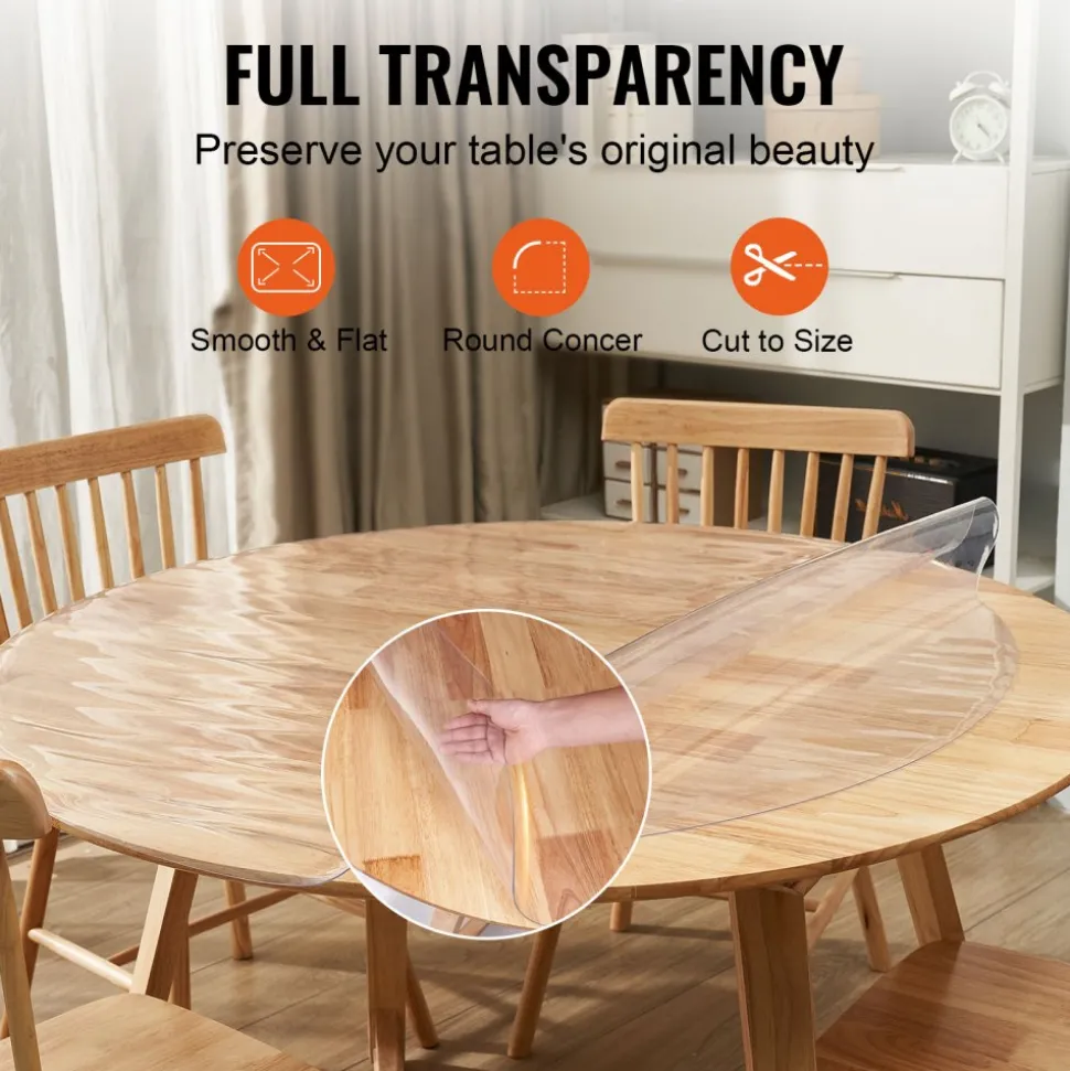 VEVOR Clear Table Cover Protector, 18" x 36" Rectangle Table Cover, 1.5 mm Thick PVC Plastic Tablecloth, Waterproof Desktop Protector for Writing Desk, Coffee Table, Dining Room Table
