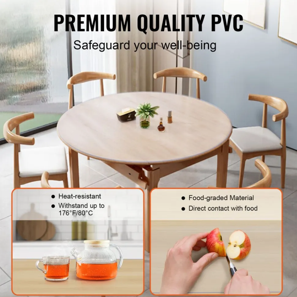 VEVOR Clear Table Cover Protector, 18" x 36" Rectangle Table Cover, 1.5 mm Thick PVC Plastic Tablecloth, Waterproof Desktop Protector for Writing Desk, Coffee Table, Dining Room Table
