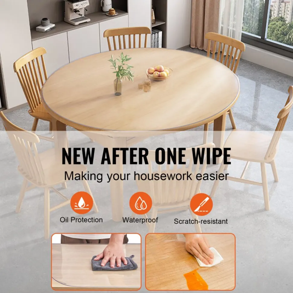 VEVOR Clear Table Cover Protector, 18" x 36" Rectangle Table Cover, 1.5 mm Thick PVC Plastic Tablecloth, Waterproof Desktop Protector for Writing Desk, Coffee Table, Dining Room Table