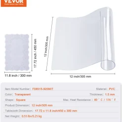 VEVOR Clear Table Cover Protector, 12
