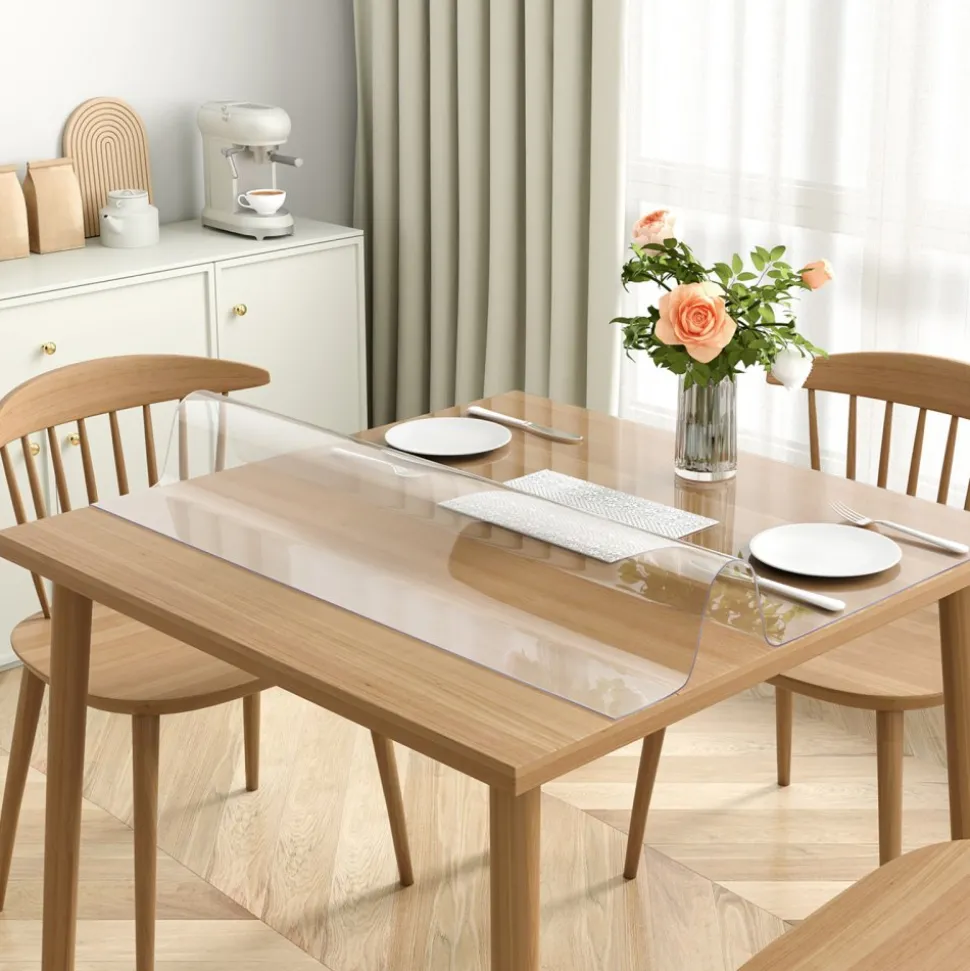 VEVOR Clear Table Cover Protector, 12" x 12"/305 x 305 mm Table Cover, 1.5 mm Thick PVC Plastic Tablecloth, Waterproof Desktop Protector for Writing Desk, Coffee Table, Dining Room Table