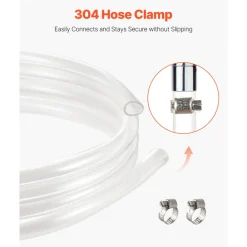 VEVOR Clear Vinyl Tubing, 1/2" ID x 5/8" OD, 10FT Plastic PVC Tubing, Flexible and Cuttable Clear Hose, 1/16 in Wall Thickness, High-strength PVC Material for Aquarium Irrigation Swimming Pool Lab