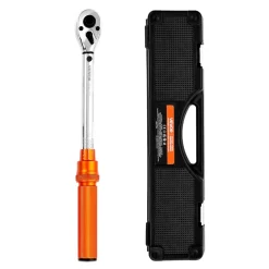 VEVOR Click Torque Wrench Set, 3/8 Inch Drive, 5-60 N.m / 3.7-44.3 lbf.ft, Dual-direction, 72-Tooth, ±3% High Precision, with Sockets, Bits, Extension Bar, Spark Plug Sockets, Adapter, Orange