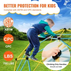 VEVOR Climbing Dome, for Kids 3 to 10 Years Old,10FT Geometric Dome Climber with Hammock and Swing, Â Jungle Gym Supports 750LBS and Easy Assembly, with Climbing Grip, Outdoor Backyard Play Equipment