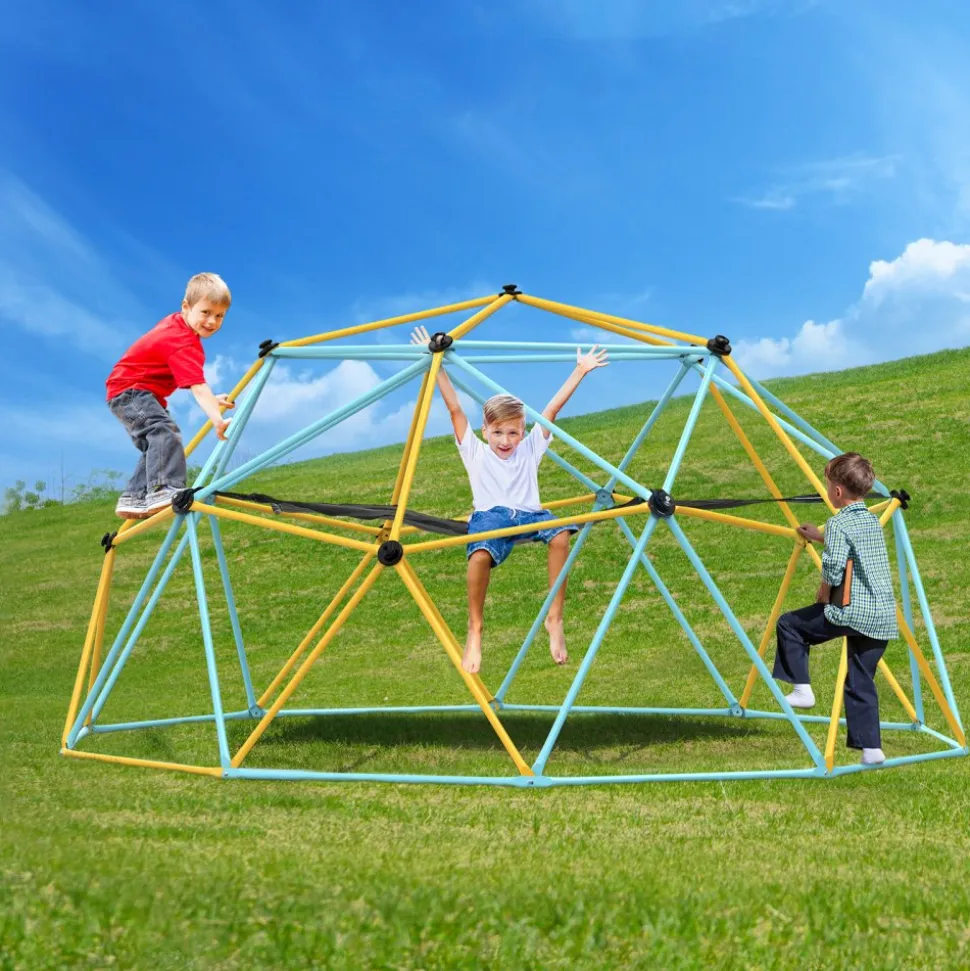 VEVOR Climbing Dome, for Kids 3 to 10 Years Old,10FT Geometric Dome Climber with Hammock and Swing, Jungle Gym Supports 750LBS and Easy Assembly, with Climbing Grip, Outdoor Backyard Play Equipment