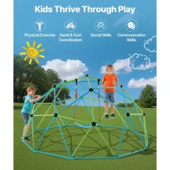 VEVOR Climbing Dome, 10FT Geometric Dome Climber with Swing & Hammock, 1000LBS Loading Kid's Jungle Gym Playground, Easy-Assembly Outdoor Backyard Climbing Equipment for Boys Girls 3 to 10 Years Old