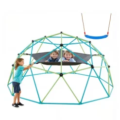VEVOR Climbing Dome, 10FT Geometric Dome Climber with Swing & Hammock, 1000LBS Loading Kid's Jungle Gym Playground, Easy-Assembly Outdoor Backyard Climbing Equipment for Boys Girls 3 to 10 Years Old
