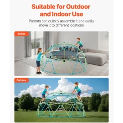 VEVOR Climbing Dome, 10FT Geometric Dome Climber with Swing & Hammock, 1000LBS Loading Kid's Jungle Gym Playground, Easy-Assembly Outdoor Backyard Climbing Equipment for Boys Girls 3 to 10 Years Old