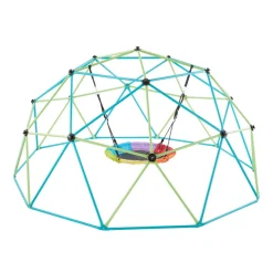 VEVOR Climbing Dome, 10FT Geometric Dome Climber with Saucer Swing, 1000LBS Loading Kid's Jungle Gym Playground, Easy-Assembly Outdoor Backyard Climbing Equipment for Boys Girls 3 to 10 Years Old