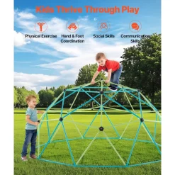 VEVOR Climbing Dome, 10FT Geometric Dome Climber with Saucer Swing, 1000LBS Loading Kid's Jungle Gym Playground, Easy-Assembly Outdoor Backyard Climbing Equipment for Boys Girls 3 to 10 Years Old